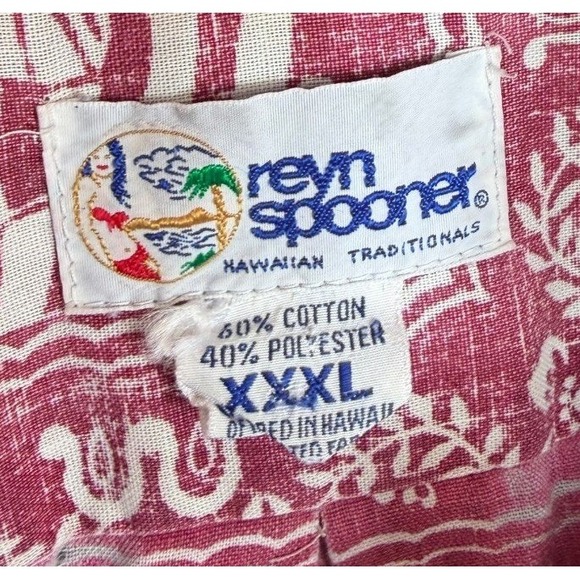 VTG Reyn Spooner Hawaiian Shirt Mens 3XL Lahaina Sailor Flag Ponoʻī Quilt 80s - Picture 6 of 11